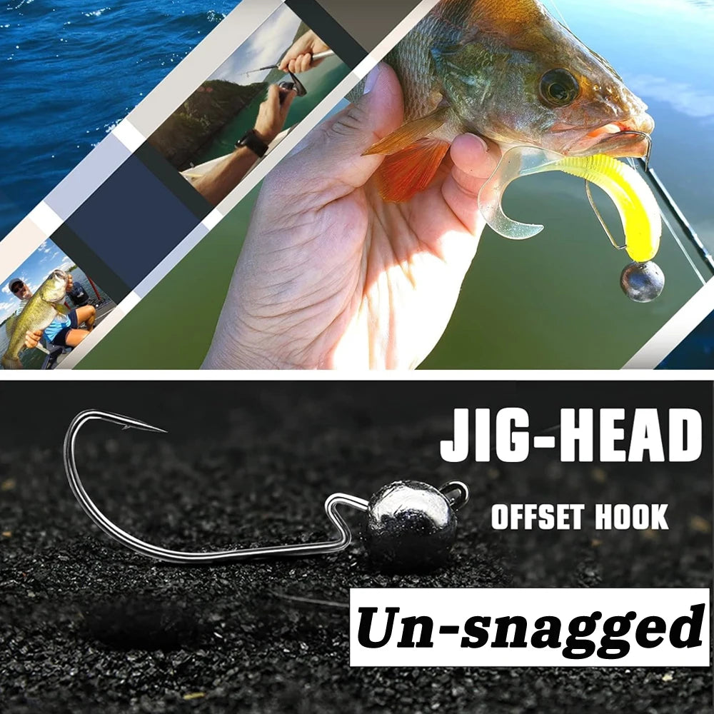 HookUpCo. Sharp Barbed Jig Head Fishing Hooks - HookUpCo.