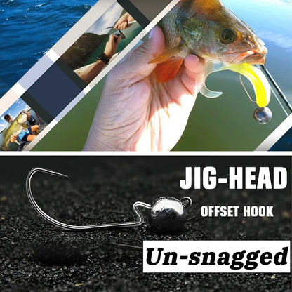 HookUpCo. Sharp Barbed Jig Head Fishing Hooks - HookUpCo.