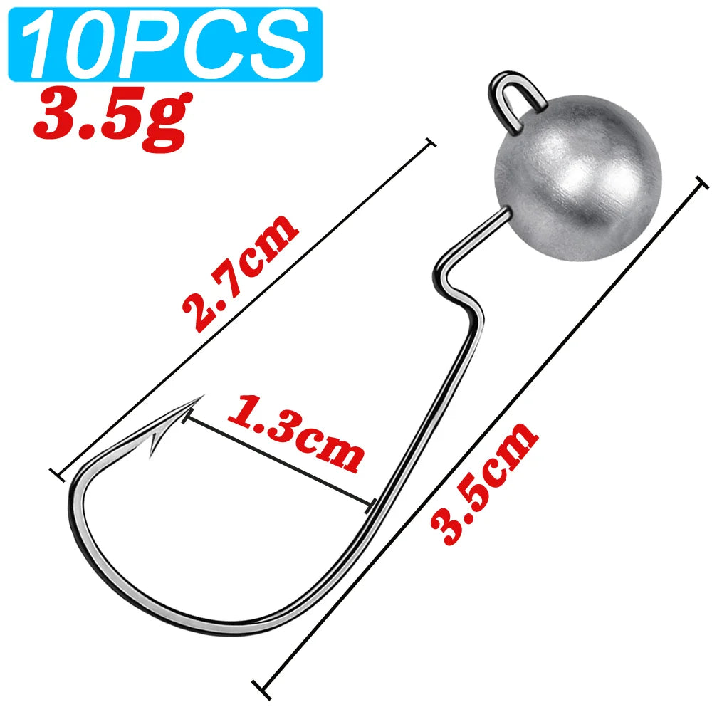 HookUpCo. Sharp Barbed Jig Head Fishing Hooks - HookUpCo.
