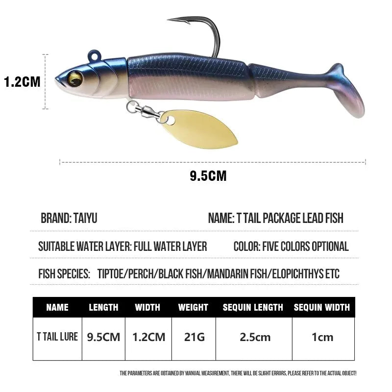 Soft T-tail Fishing Lures for Pike and Bass