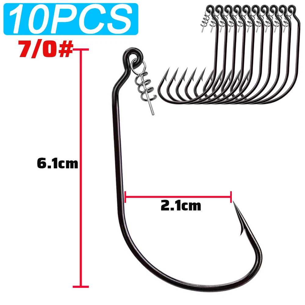 HookUpCo. 10-Pack Sharp Offset Worm Hooks - HookUpCo.