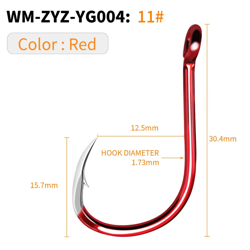 HookUpCo. Sharp Red Fishing Hooks, 16 Sizes - HookUpCo.