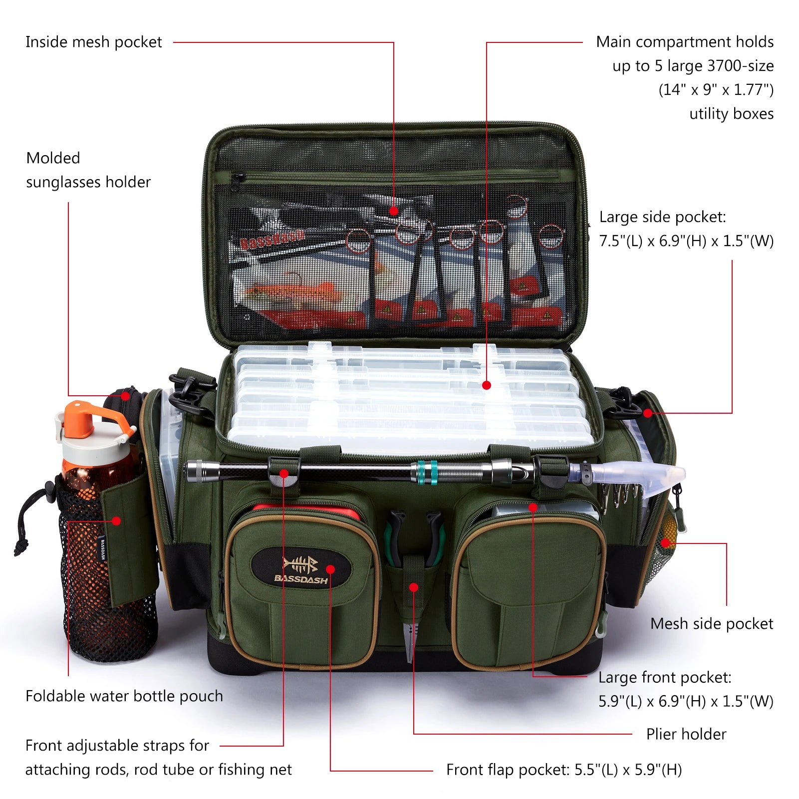 HookUpCo. Water-Resistant Fishing Tackle Bag - HookUpCo.