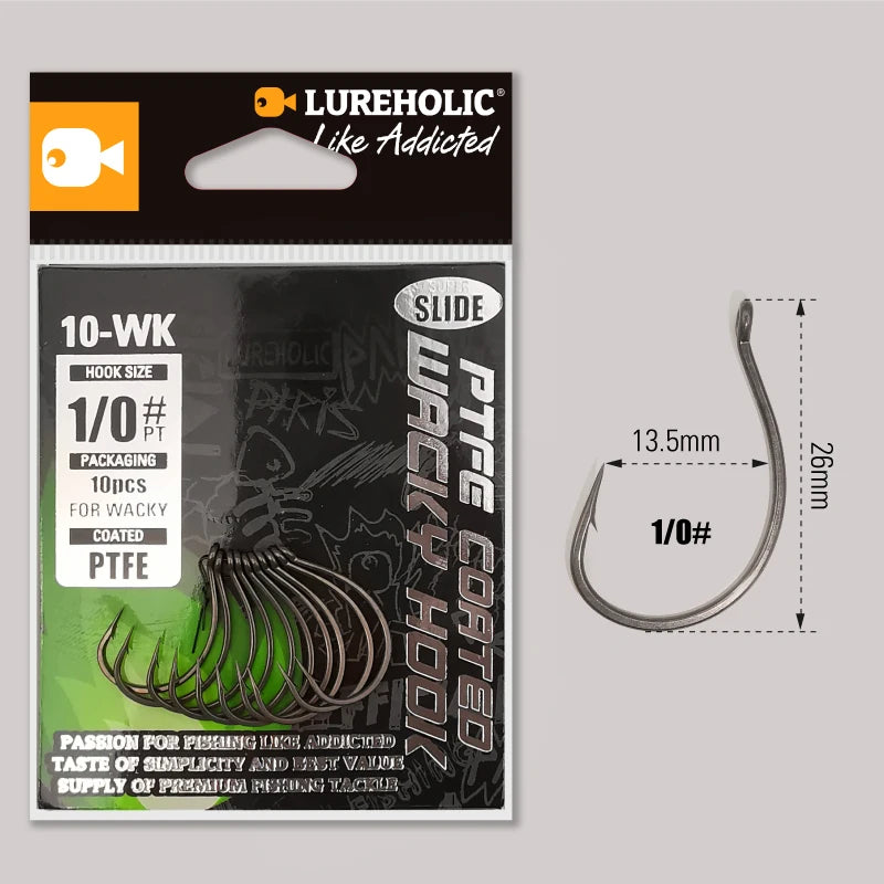 HookUpCo. PTFE Super Slide Wacky Fishing Hooks - HookUpCo.