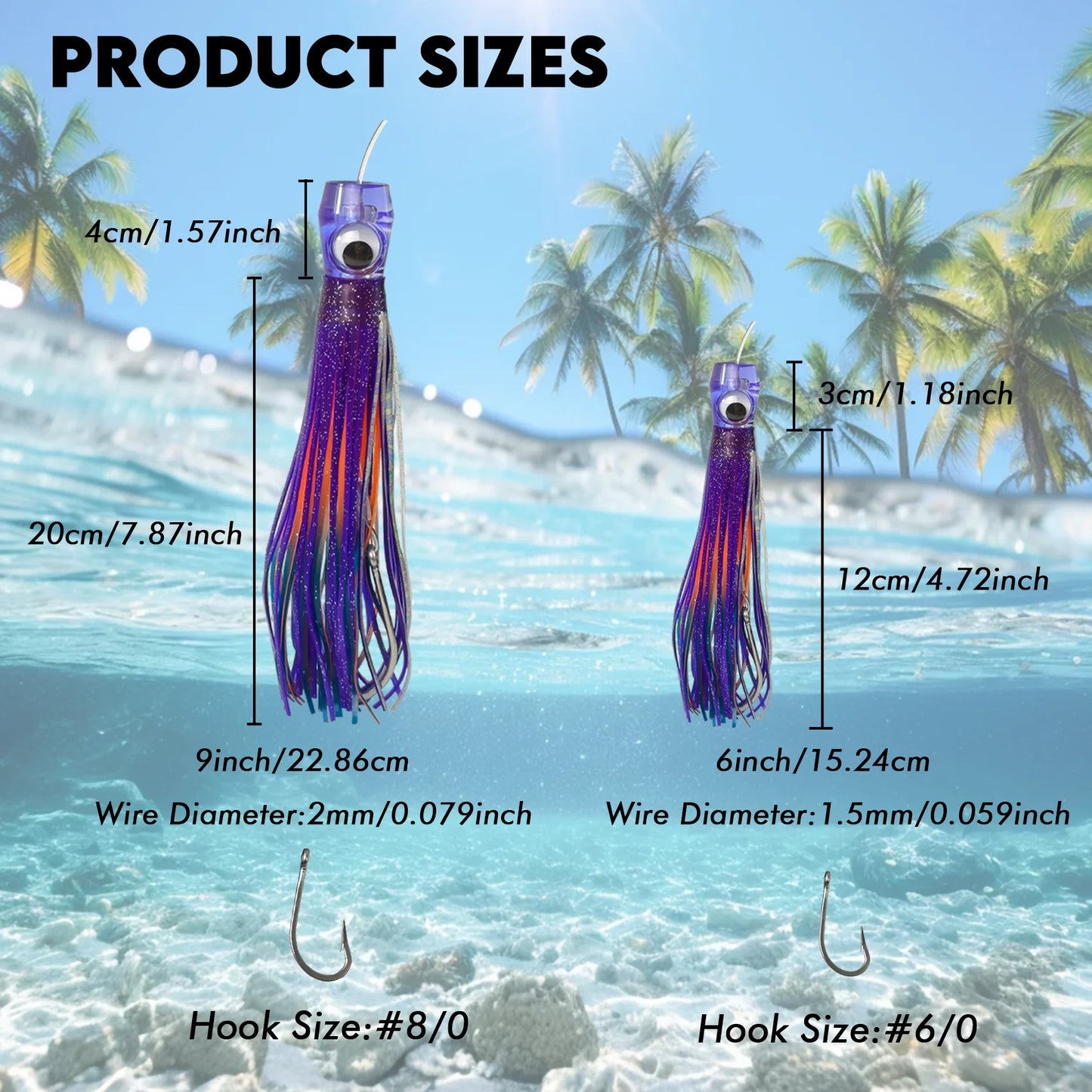 HookUpCo. Transparent Trolling Lure Set for Big Fish