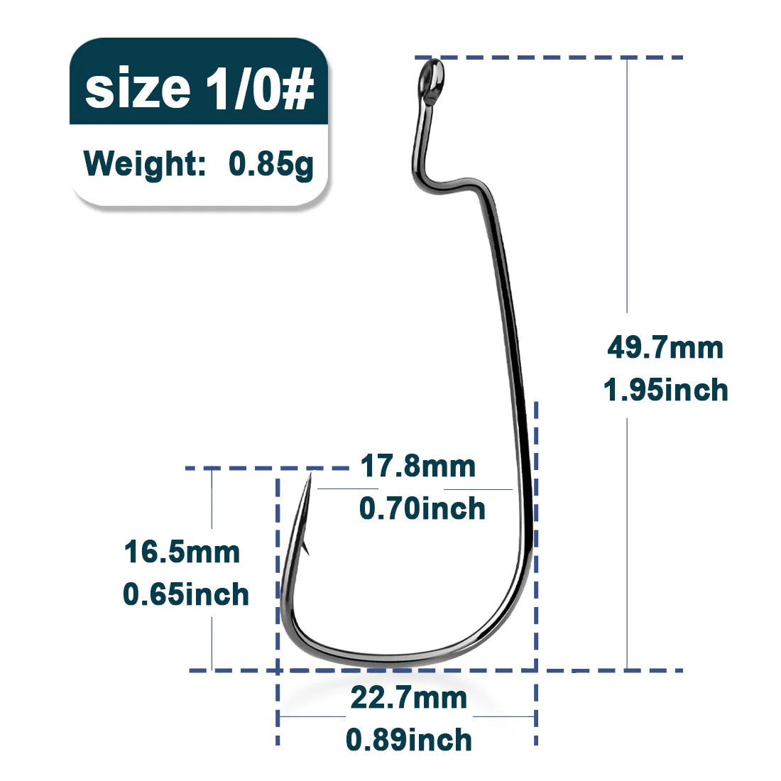 HookUpCo. 50Pcs Wide Gap Bass Fishing Hooks - HookUpCo.