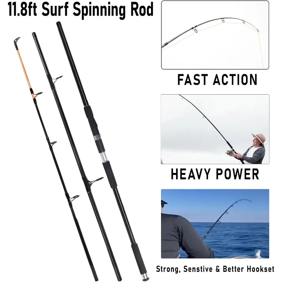 HookUpCo. 12ft Saltwater Fishing Rod and Reel Combo - HookUpCo.