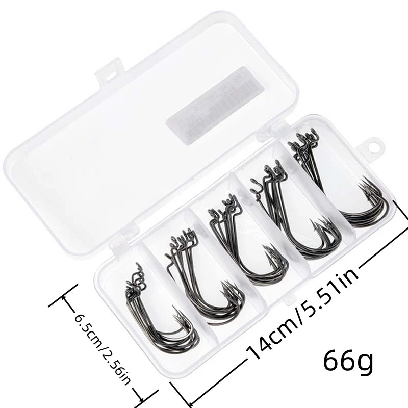 HookUpCo. 50-Piece High Carbon Fishing Hooks Set