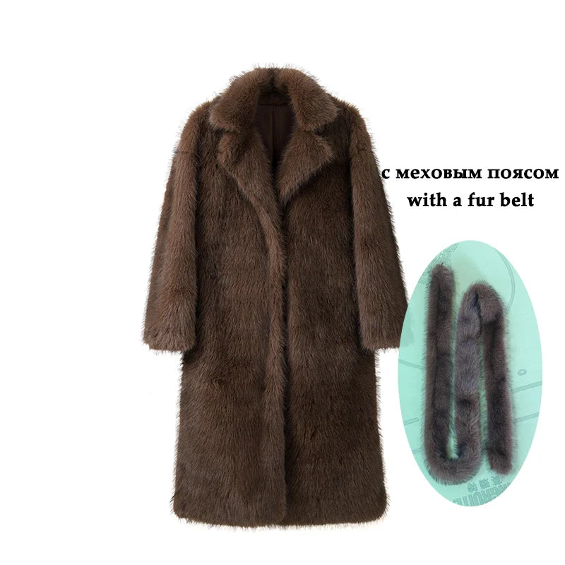 HookUpCo. Neo Mint Faux Fur Jacket for Winter Luxury Style