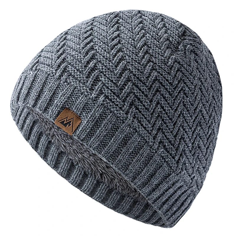 Warm Knitted Beanie with Plush Lining for Outdoors