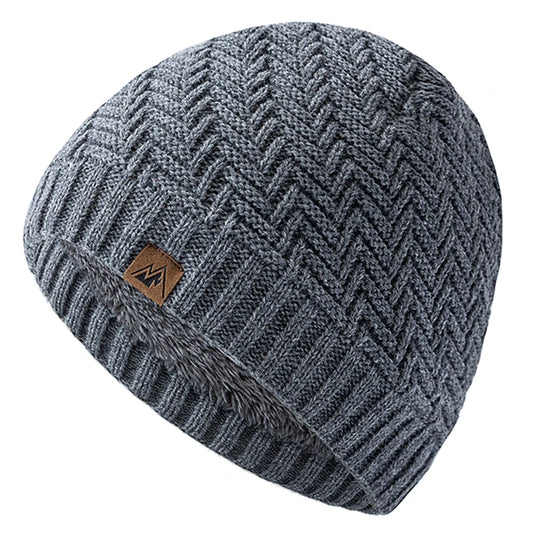 Warm Knitted Beanie with Plush Lining for Outdoors
