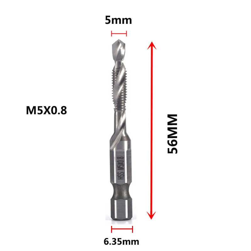 HookUpCo. Titanium Hex Shank Metric Tap Drill Bit Set