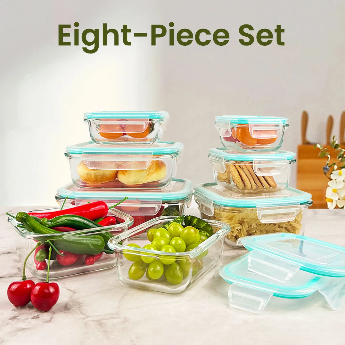 HookUpCo. Glass Storage Set 8pcs
