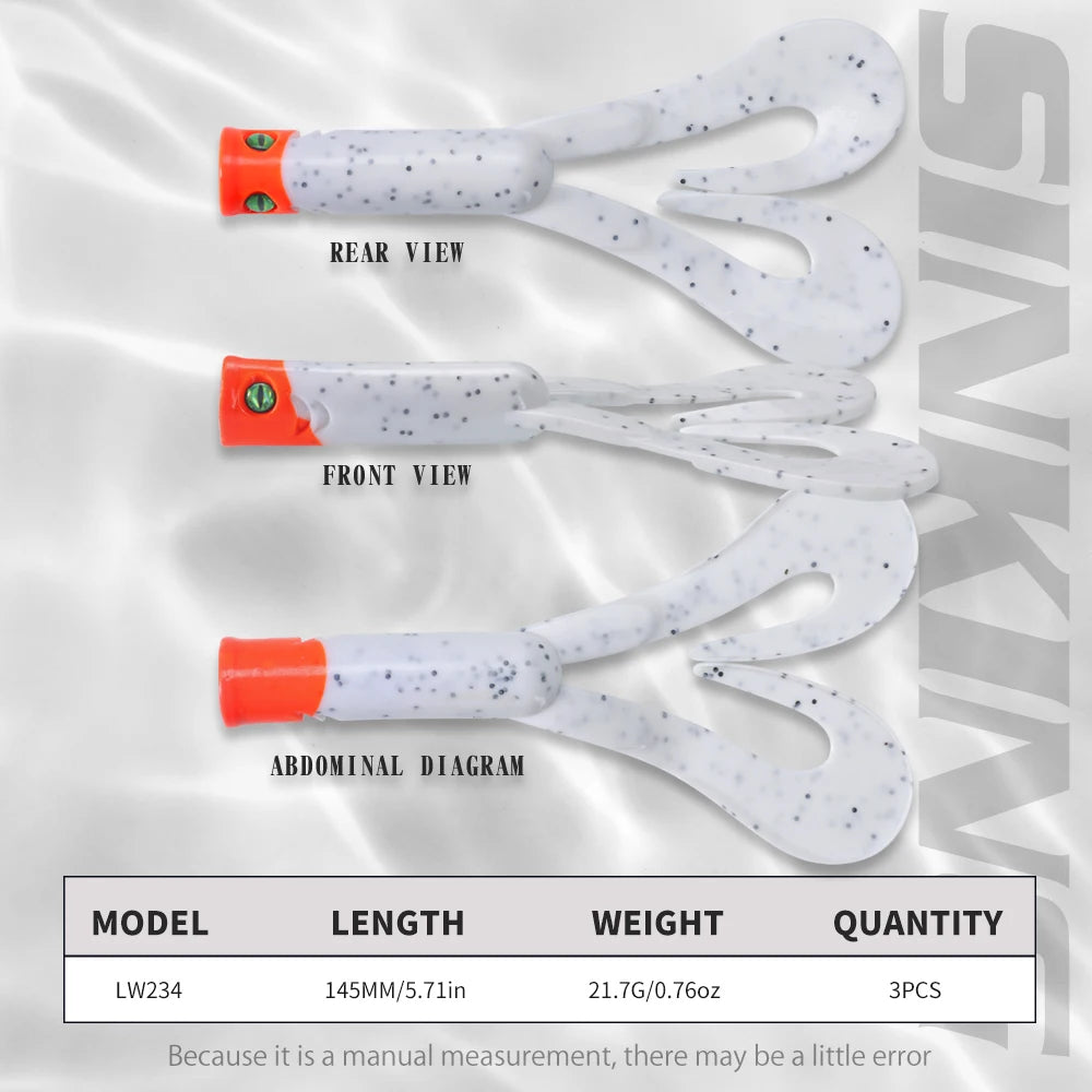 HookUpCo. Twin Tail Soft Fishing Lures, 3PCS - HookUpCo.