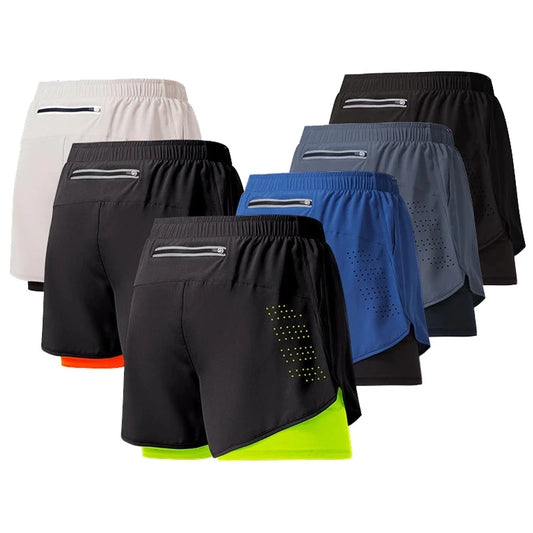 Quick-Drying Men's Double Layer Running Shorts for Workouts