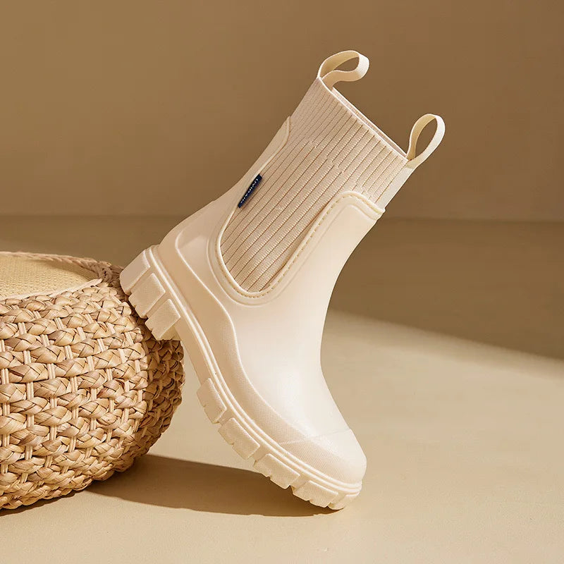 HookUpCo. Waterproof Mid Calf Rain Boots for Women