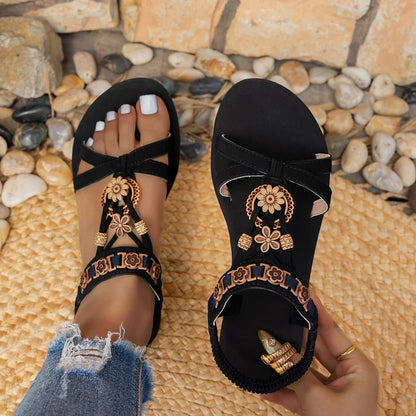 Fashionable Bohemian Round Toe Flat Sandals for Women
