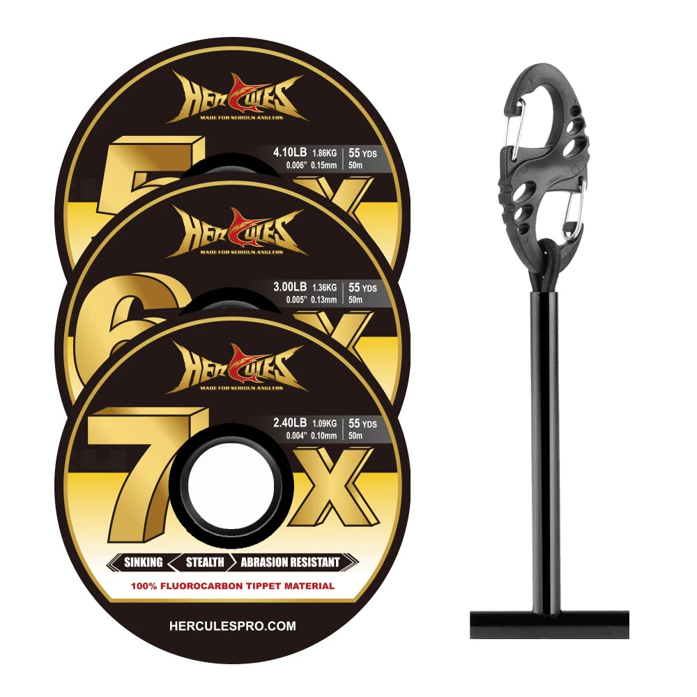 Fluorocarbon Fly Tippet 3 Pack with Holder - HookUpCo.
