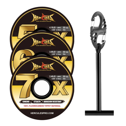 Fluorocarbon Fly Tippet 3 Pack with Holder - HookUpCo.