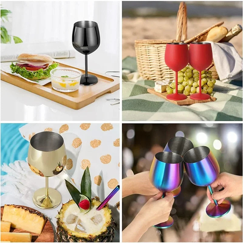 Elegant Stainless Steel Wine Goblet - 500ML