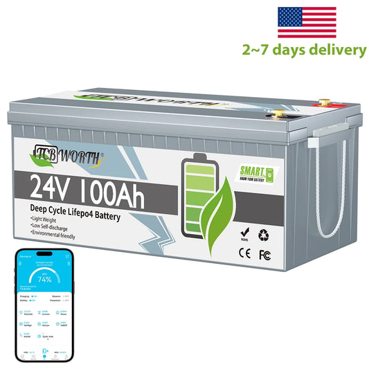 HookUpCo. 24V 100Ah Bluetooth Lithium Battery - HookUpCo.