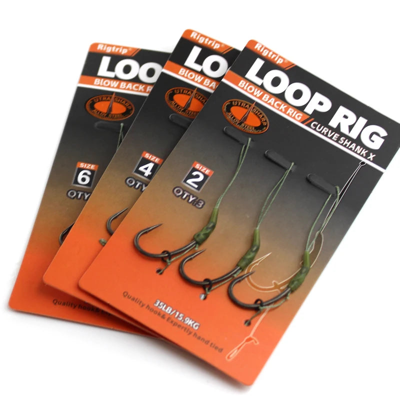 Ready-Tied Carp Fishing Rigs with Soft Hook Links