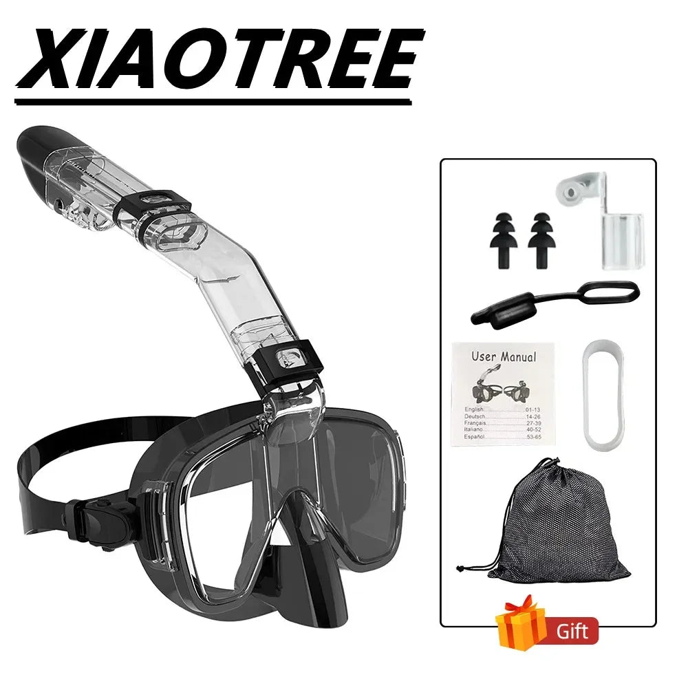 Diving Snorkeling Half Face Anti Fog Swimming Facemask Snorkel Set