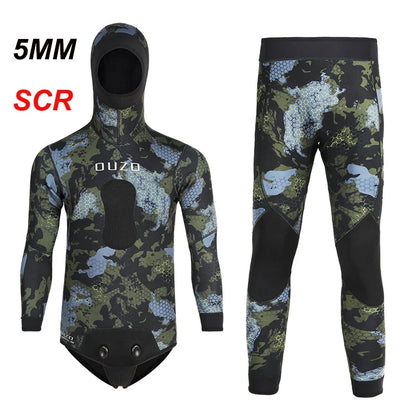 NEW 5mm Camouflage Wetsuit 3mm Long Sleeve Fission Hooded 2 Pieces Of Neoprene Submersible Men's Camouflage wetsuit