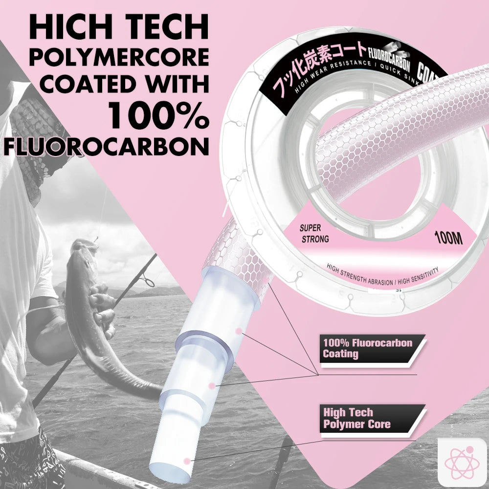 ZUKIBO Japan Fluorocarbon Coating Fishing Line - High Strength