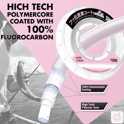 ZUKIBO Japan Fluorocarbon Coating Fishing Line - High Strength