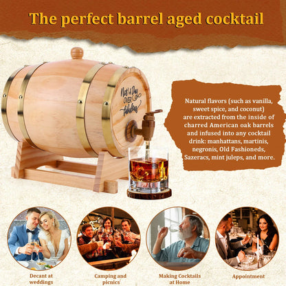 3L Wooden Whiskey Barrel with Stand and Spigot
