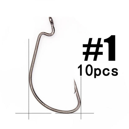 HookUpCo. 10-Piece Offset Worm Fishing Hooks - HookUpCo.