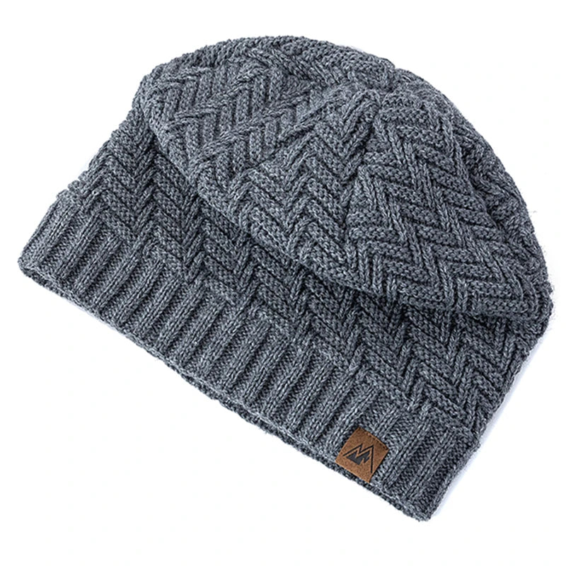 Warm Knitted Beanie with Plush Lining for Outdoors