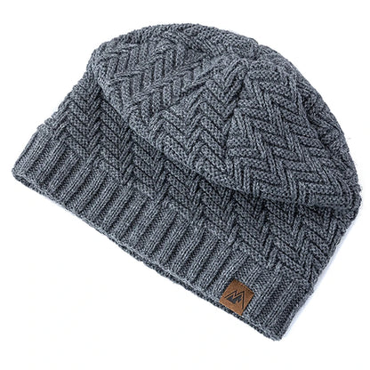 Warm Knitted Beanie with Plush Lining for Outdoors