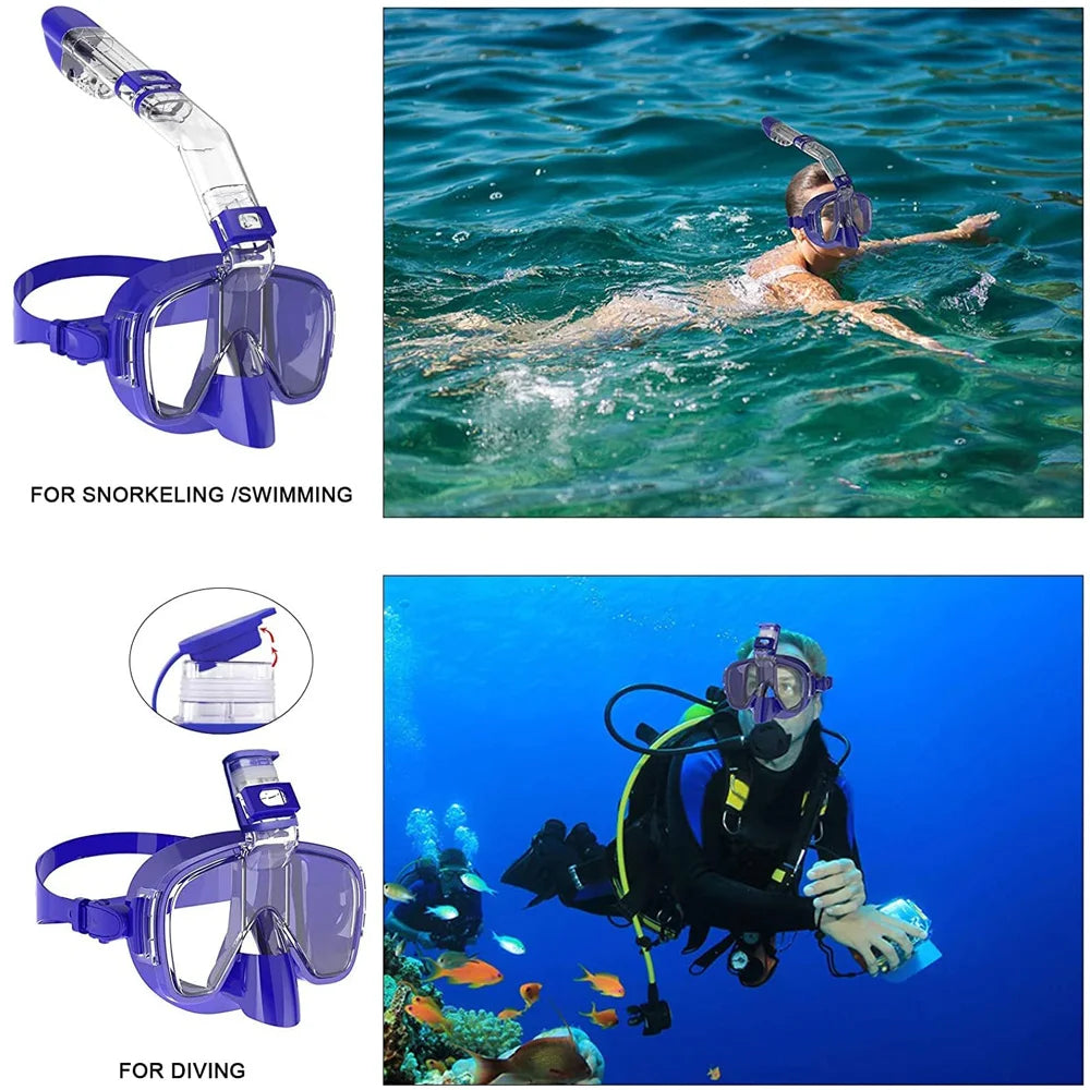 Diving Snorkeling Half Face Anti Fog Swimming Facemask Snorkel Set