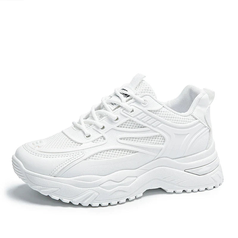 Chunky White Leather Sneakers for Women - Stylish & Durable