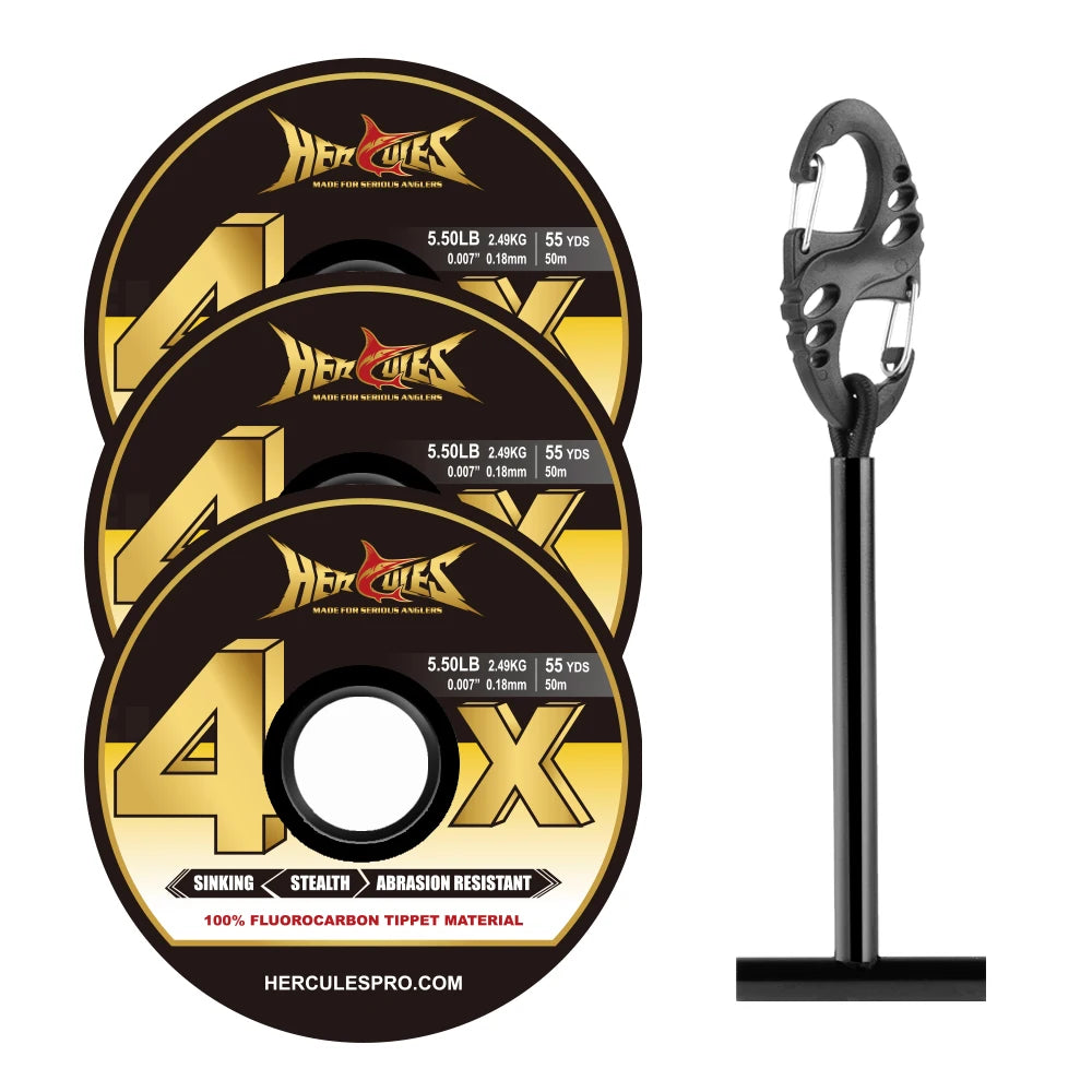 Fluorocarbon Fly Tippet 3 Pack with Holder - HookUpCo.