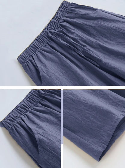 High-Waisted Linen Workout Shorts for Women in Black
