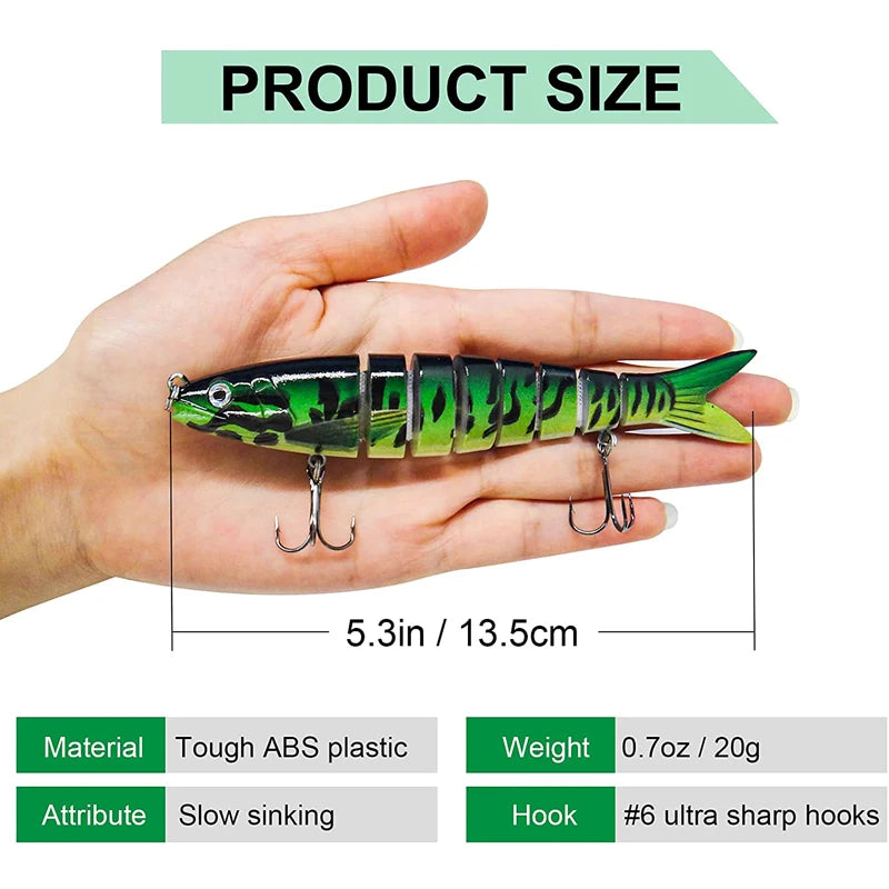 HookUpCo. Multi-Jointed Lures for Bass Fishing