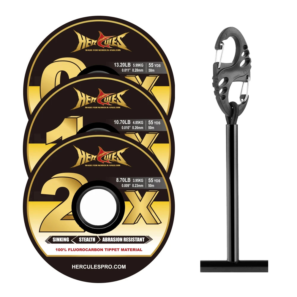 Fluorocarbon Fly Tippet 3 Pack with Holder - HookUpCo.