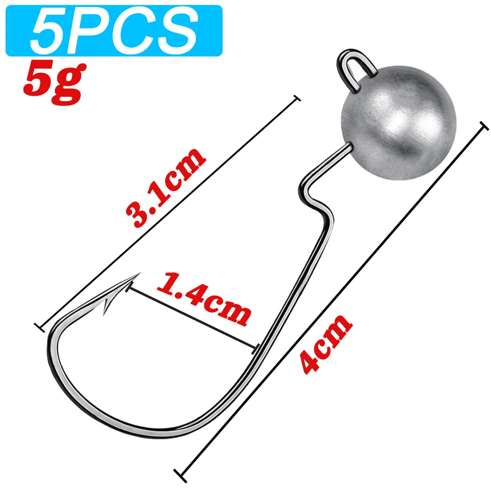 HookUpCo. Sharp Barbed Jig Head Fishing Hooks - HookUpCo.
