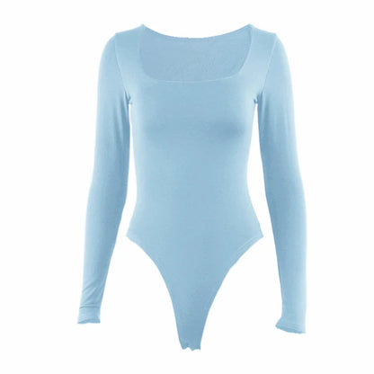 Square-Cut Long Sleeve Bodysuit for Stylish Spring Nights