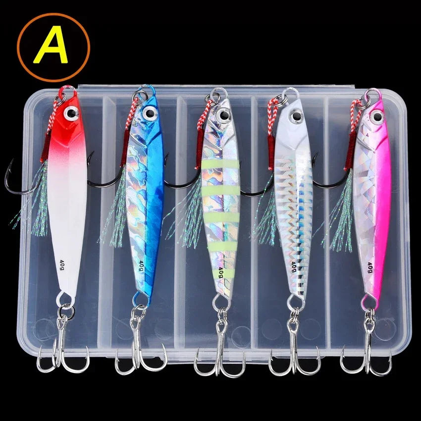 Premium Saltwater Fishing Jigs - 5-Pack Casting Lures 7g-40g