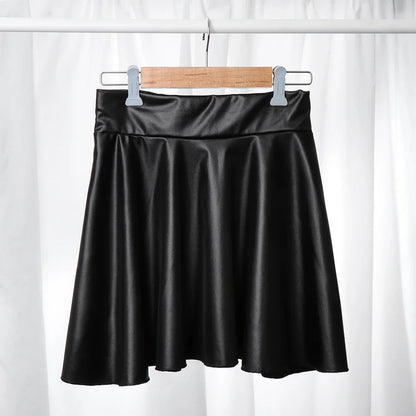 High Waist Faux Leather A-Line Mini Skirt for Women
