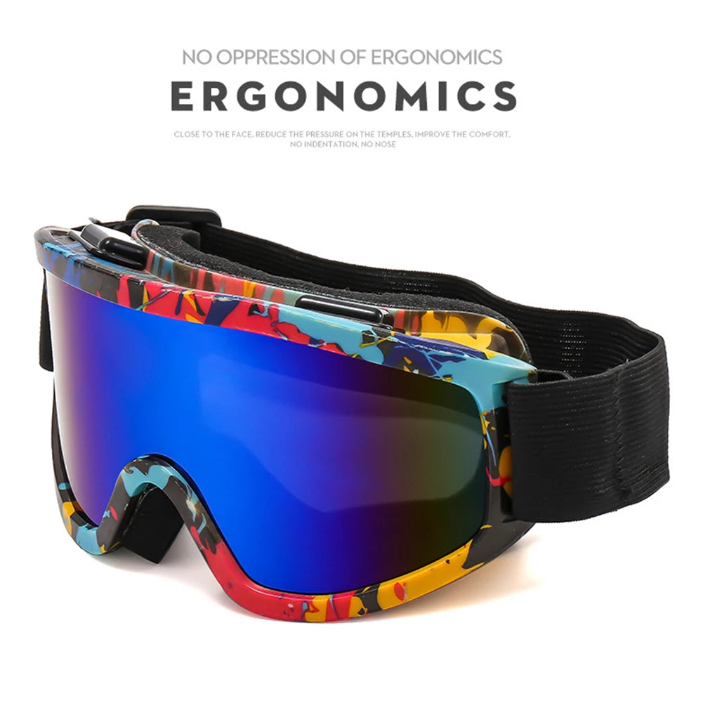 Large Frame Ski Goggles with Colorful Anti-Glare Lens