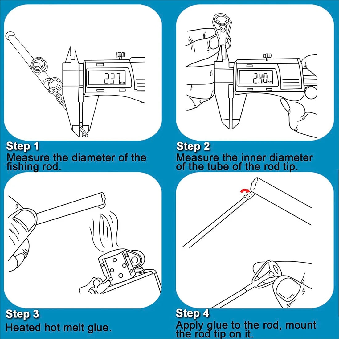 Stainless Steel Fishing Rod Tip Repair Kit - HookUpCo.