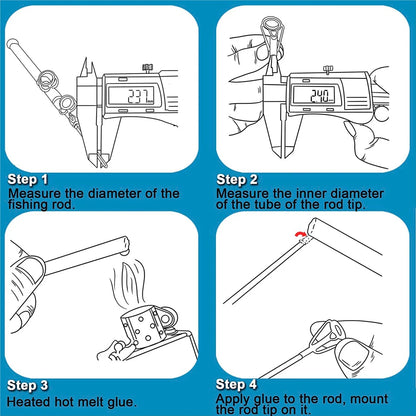 Stainless Steel Fishing Rod Tip Repair Kit - HookUpCo.