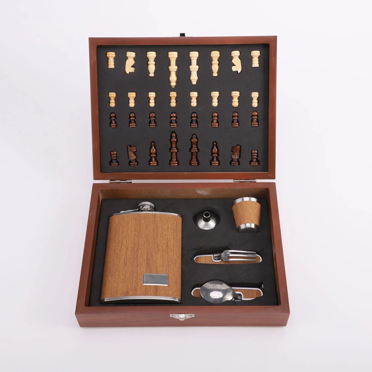 HookUpCo. Leather Hip Flask Gift Set with Box