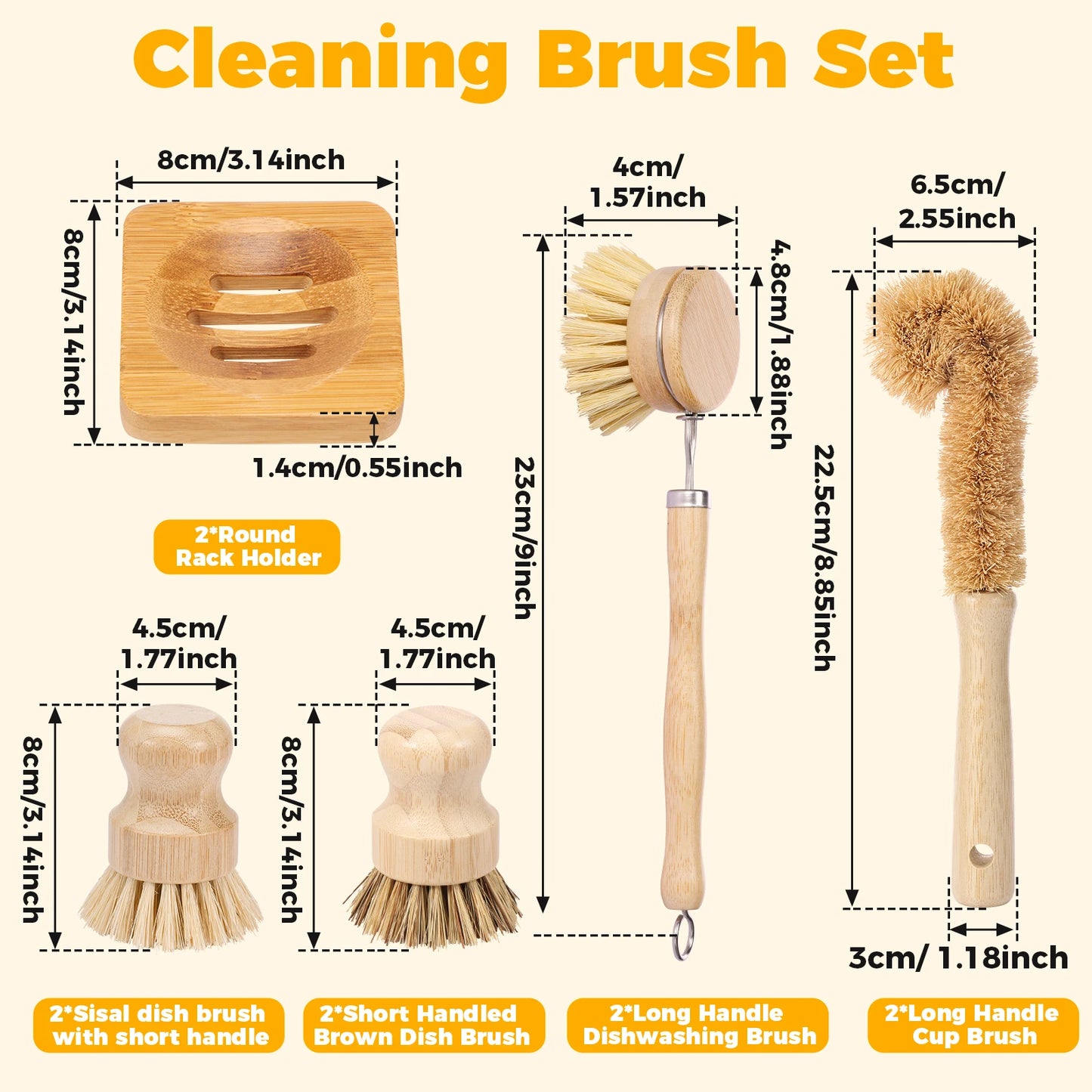 Eco-Friendly Bamboo Dish Brushes