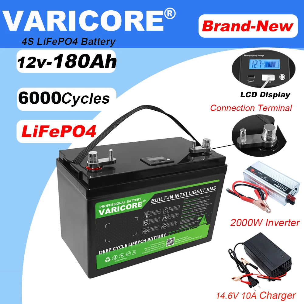 HookUpCo. 12V LiFePO4 Battery with 340Ah Capacity